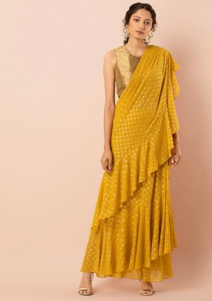 Yellow Foil Saree